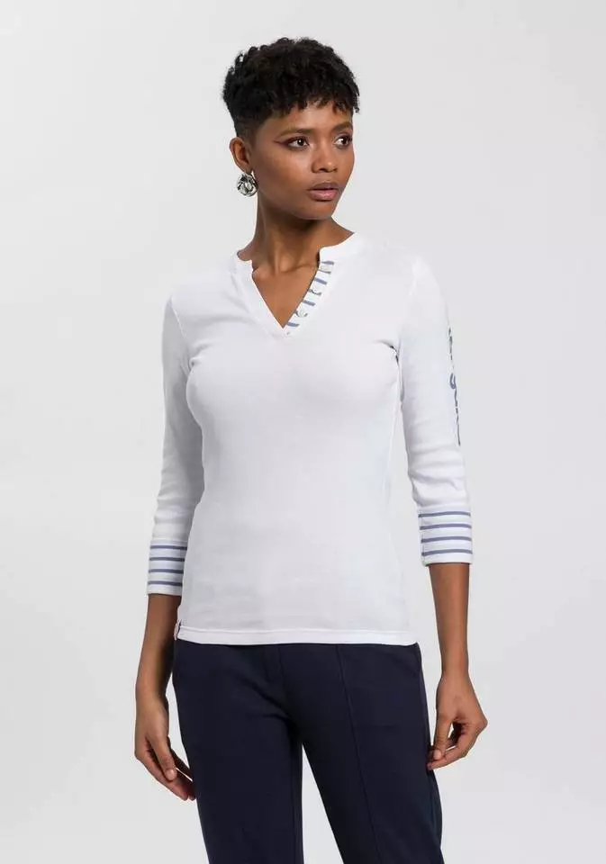 KangaROOS 3/4-Arm-Shirt mit großem Markenschriftzug am Arm Weiß-blau, Schwarz-weiß, Marine-weiß 7 KangaROOS 3/4-Arm-Shirt mit großem Markenschriftzug am Arm Weiß-blau, Schwarz-weiß, Marine-weiß – Bild 7