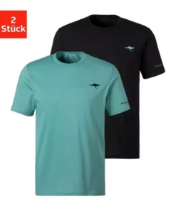 KangaROOS Kurzarmshirt »Homewear« (2er-Pack) mit KangaROOS Print auf der Brust Grau-meliert | anthrazit, Petrol | schwarz