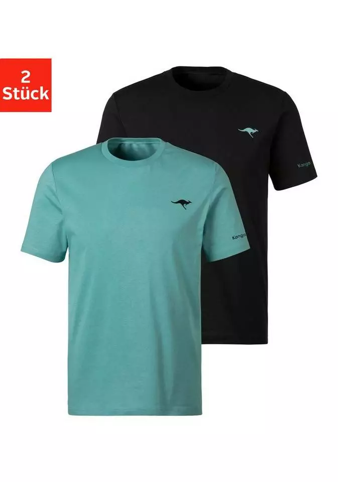 KangaROOS Kurzarmshirt »Homewear« (2er-Pack) mit KangaROOS Print auf der Brust Grau-meliert | anthrazit, Petrol | schwarz 1 KangaROOS Kurzarmshirt »Homewear« (2er-Pack) mit KangaROOS Print auf der Brust Grau-meliert | anthrazit, Petrol | schwarz