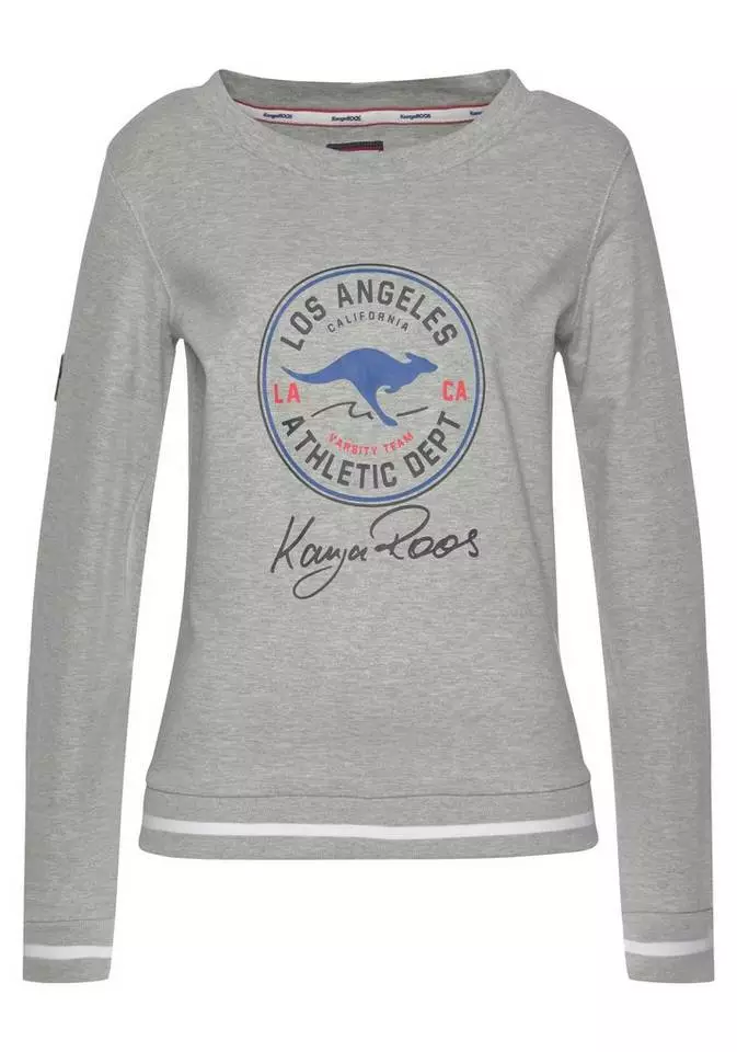 KangaROOS Sweatshirt mit großem Retro Label-Druck im Collage-Look - NEUE KOLLEKTION Hellgrau-meliert, Marine, Weiß 4 KangaROOS Sweatshirt mit großem Retro Label-Druck im Collage-Look - NEUE KOLLEKTION Hellgrau-meliert, Marine, Weiß – Bild 4