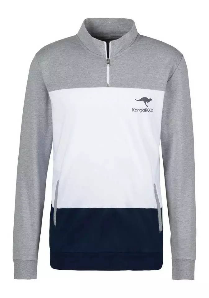 KangaROOS Sweatshirt mit Stehkragen und kurzem Reißverschluss Petrol-grau-meliert-navy, Grau-meliert-weiß-navy 7 KangaROOS Sweatshirt mit Stehkragen und kurzem Reißverschluss Petrol-grau-meliert-navy, Grau-meliert-weiß-navy – Bild 7
