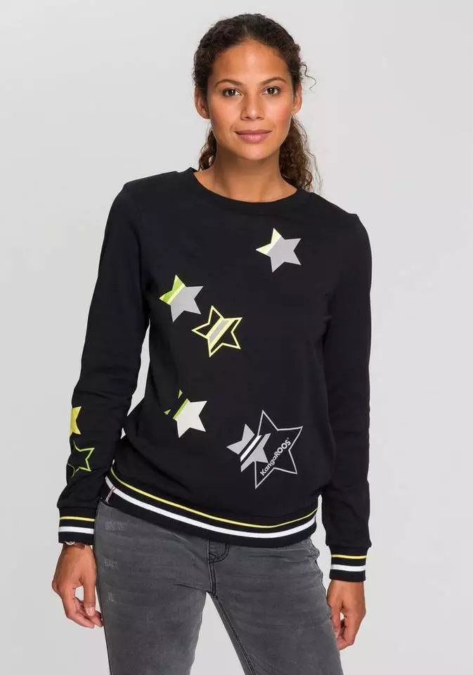 KangaROOS Sweater mit süßen Sternchen-Drucken Hellgrau-meliert, Marine-bedruckt, Schwarz 9 KangaROOS Sweater mit süßen Sternchen-Drucken Hellgrau-meliert, Marine-bedruckt, Schwarz – Bild 9