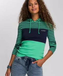 KangaROOS Kapuzenshirt in verspielter Ringel-Optik mit Colorblocking Design Schwarz-weiß-hellgrau, Weiß-marine-rauchblau, Coral-hellgrau-gestreift, Grün-marine-gestreift -KangaROOS Verkaufsladen 8ad9770c 4524 5bcd a5b3 412838ce43d0