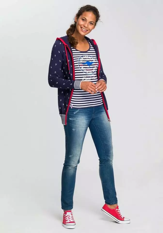 KangaROOS Kapuzenstrickjacke mit Druck und Streifen Mix 4 KangaROOS Kapuzenstrickjacke mit Druck und Streifen Mix – Bild 4