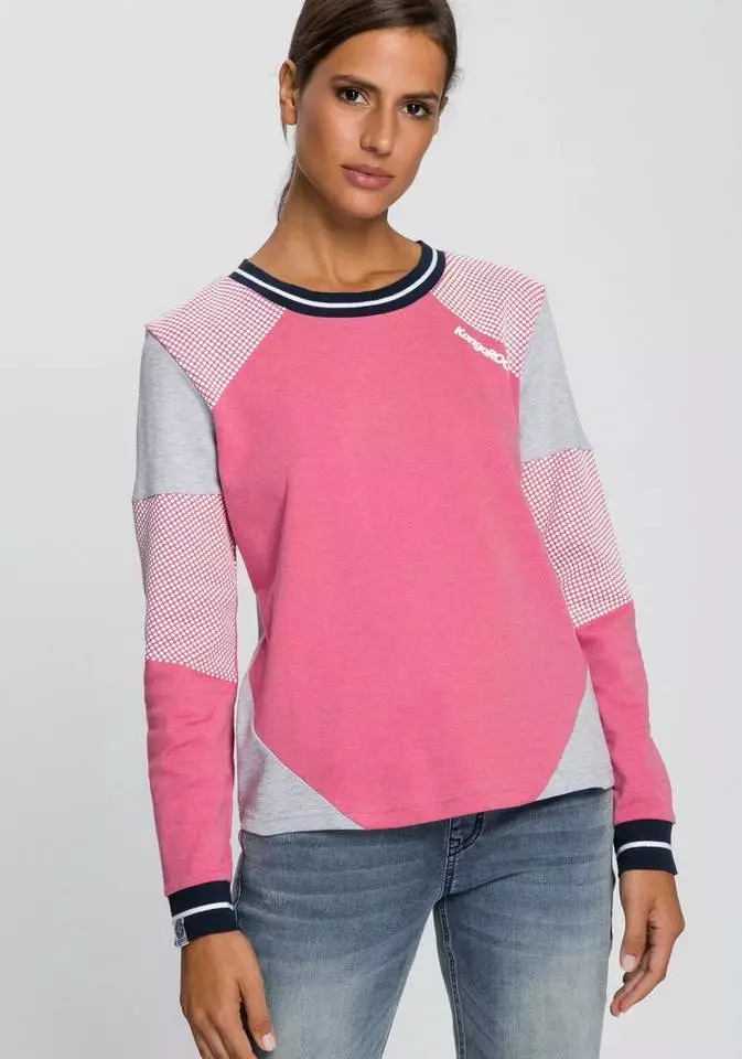 KangaROOS Sweatshirt im Colorblocking-Design mit Pünktchen Rosa-weiß-hellgrau-bedruckt, Schwarz-hellgrau-meliert, Himbeere-meliert, Marine-hellblau 12 KangaROOS Sweatshirt im Colorblocking-Design mit Pünktchen Rosa-weiß-hellgrau-bedruckt, Schwarz-hellgrau-meliert, Himbeere-meliert, Marine-hellblau – Bild 12