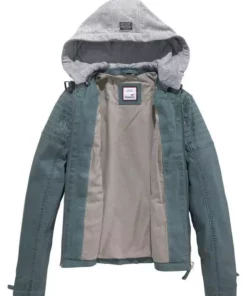 KangaROOS Lederjacke mit Kapuze aus Shirt-Ware Graublau-washed, Schwarz-washed, Stone-washed -KangaROOS Verkaufsladen 8f4df20e 5133 5702 82c0 ba9f9121a8ac