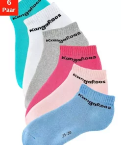 KangaROOS Sneakersocken (6-Paar) mit Frottee innen 1 x weiß | 1 x rosa | 1 x pink | 1 x mint | 1 x blau | 1 x grau, 6 x schwarz