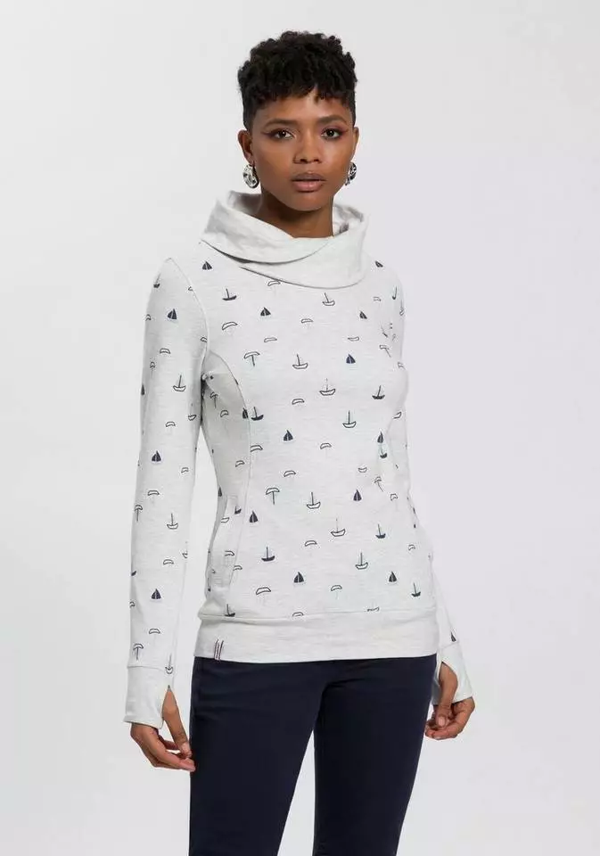 KangaROOS Sweatshirt mit wärmendem Schlauchkragen und Allover-Print Anthrazit-meliert, Ecru-meliert, Himbeere-gemustert 1 KangaROOS Sweatshirt mit wärmendem Schlauchkragen und Allover-Print Anthrazit-meliert, Ecru-meliert, Himbeere-gemustert
