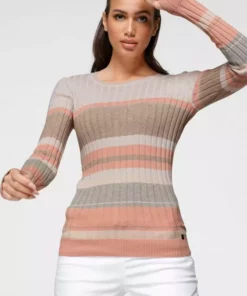 KangaROOS Rundhalspullover im sportivem Streifen-Design Bunt-lila, Weiß-marine-rot-gestreift, Wollweiß-rosa, Pink-orange-grün -KangaROOS Verkaufsladen 91ee8411 f582 5940 a61b a9a4eb67a453