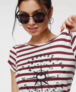 KangaROOS T-Shirt mit großem Metallic-Print vorne Marine-weiß-gestreift, Grau-weiß-gestreift, Bordeaux-weiß-gestreift -KangaROOS Verkaufsladen 955c743c 9215 509d b83b 048e0c388bc2