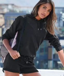 KangaROOS Hoodie mit Lochmuster über den Brustbereich Schwarz, Petrol -KangaROOS Verkaufsladen 95ee0358 c32a 55f3 9257 3e3e17ca2808