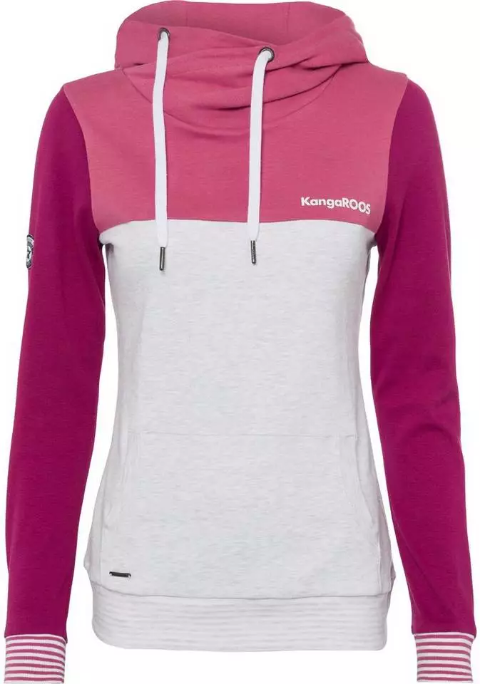 KangaROOS Kapuzensweatshirt mit modischer Kombination aus Color-Blocking und Streifen Beere-rose, Marine-nachtblau, Schwarz-weiß-hellgrau-meliert 5 KangaROOS Kapuzensweatshirt mit modischer Kombination aus Color-Blocking und Streifen Beere-rose, Marine-nachtblau, Schwarz-weiß-hellgrau-meliert – Bild 5