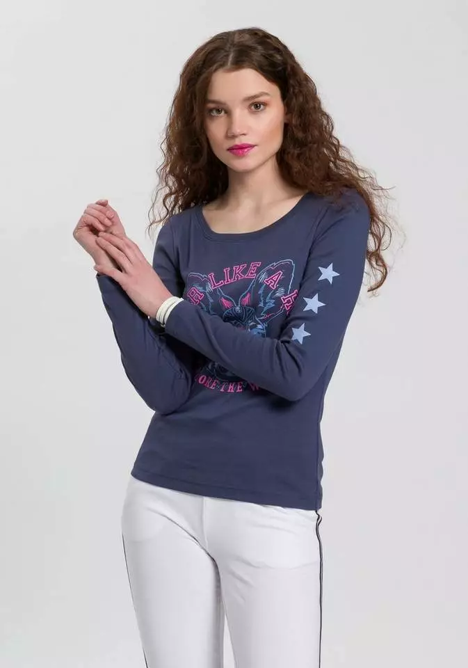 KangaROOS Langarmshirt mit Känguru-Front-Print Blau, Pink, Bedruckt-weiß, Schwarz-bedruckt 6 KangaROOS Langarmshirt mit Känguru-Front-Print Blau, Pink, Bedruckt-weiß, Schwarz-bedruckt – Bild 6