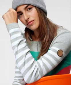 KangaROOS Rundhalspullover in modischer Streifenoptik Beere-rosa, Marine-rot-hellgrau, Hellgrau-t&uuml;rkis-pink, Wollwei&szlig;-rosa-dunkelgr&uuml;n -KangaROOS Verkaufsladen 9969dae7 94a2 59a5 979f 66f79ccd5ddd