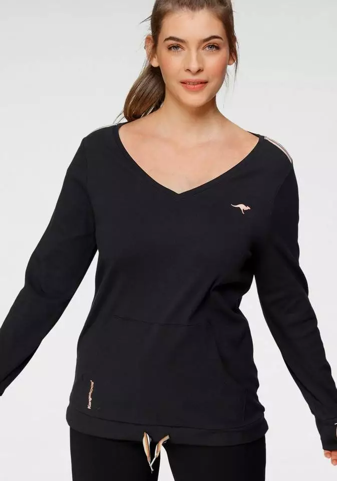 KangaROOS Langarmshirt Schwarz, Beere 8 KangaROOS Langarmshirt Schwarz, Beere – Bild 8