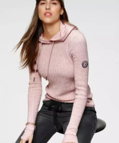 KangaROOS Kapuzenpullover im feinen Zopf-Strick-Design Rosa-weiß-meliert, Grau-wollweiß-melange, Dunkelbeige-wollweiß-melange, Blau-weiß-meliert -KangaROOS Verkaufsladen 9a78da16 0424 53df baa9 0e7df82112b4