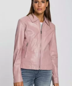 KangaROOS Lederjacke im schlichtem Hemdkragen und Reißverschlüssen - NEUE KOLLEKTION Rosa, Taupe, Schwarz