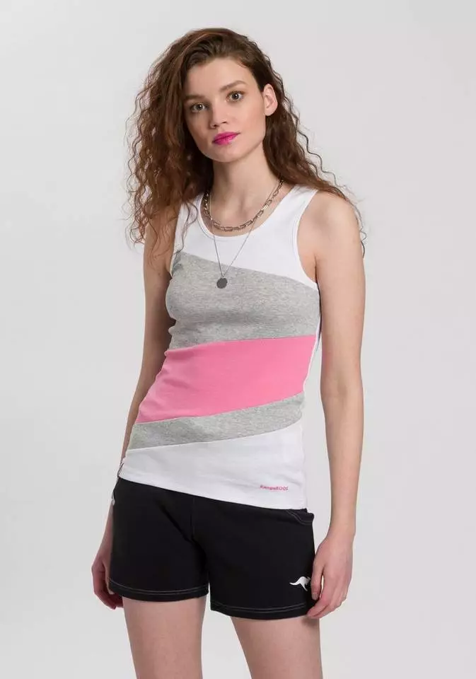 KangaROOS Tanktop mit Color Blocking Details vorne - NEUE KOLLEKTION Weiß-pink-hellgrau-meliert, Dunkelblau-meliert-himmelblau-weiß, Schwarz-weiß-hellgrau-meliert 8 KangaROOS Tanktop mit Color Blocking Details vorne - NEUE KOLLEKTION Weiß-pink-hellgrau-meliert, Dunkelblau-meliert-himmelblau-weiß, Schwarz-weiß-hellgrau-meliert – Bild 8