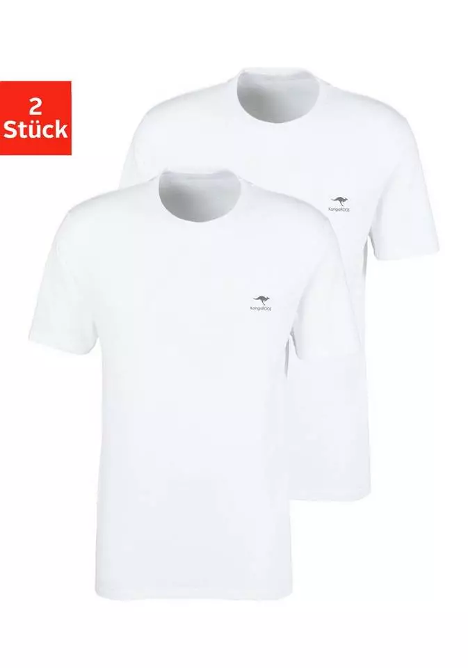 KangaROOS T-Shirt (2er-Pack) mit kleinem Logodruck Weiß, Petrol | weiß 1 KangaROOS T-Shirt (2er-Pack) mit kleinem Logodruck Weiß, Petrol | weiß
