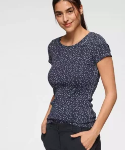 KangaROOS T-Shirt mit tollem filigranem Allover-Druck - NEUE KOLLEKTION Marine-hellblau, Weiß-pink