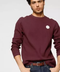 KangaROOS Langarmshirt mit Logobrustbadge Bordeaux, Marine