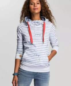 KangaROOS Hoodie in Langform mit überlappender Kapuze Ecru-meliert-mittelblau, Blau-meliert-weiß, Koralle-meliert, Schwarz -KangaROOS Verkaufsladen a3bdeda4 b668 5568 84f2 bcf528252018