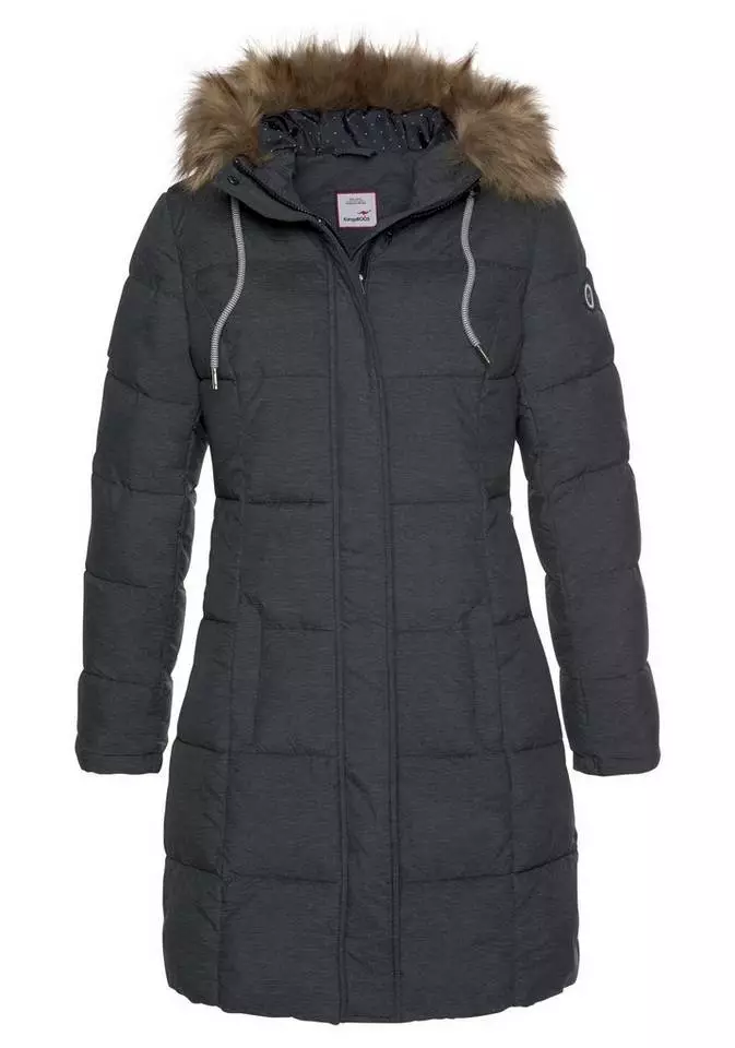 KangaROOS Steppjacke mit kuscheligem, abnehmbarem Fellimitat-Kragen an der Kapuze - NEUE KOLLEKTION Jeansblau-meliert, Schwarz-meliert 4 KangaROOS Steppjacke mit kuscheligem, abnehmbarem Fellimitat-Kragen an der Kapuze - NEUE KOLLEKTION Jeansblau-meliert, Schwarz-meliert – Bild 4