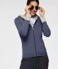 KangaROOS Sweatjacke mit bedrucktem Kapuzenfutter und Ärmelaufschlag - NEUE KOLLEKTION Schwarz-gepunktet, Marine-geblümt