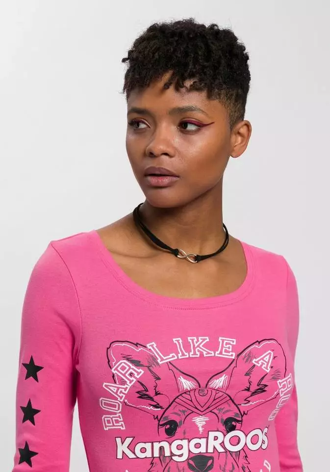 KangaROOS Langarmshirt mit Känguru-Front-Print Blau, Pink, Bedruckt-weiß, Schwarz-bedruckt 3 KangaROOS Langarmshirt mit Känguru-Front-Print Blau, Pink, Bedruckt-weiß, Schwarz-bedruckt – Bild 3