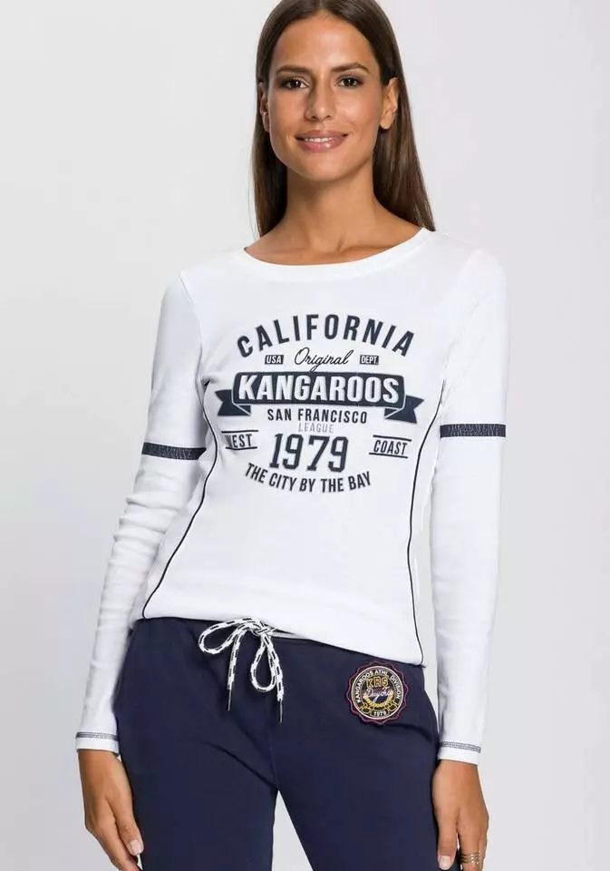 KangaROOS Langarmshirt mit Print Vorne und an Ärmeln Weiß, Koralle, Marine 10 KangaROOS Langarmshirt mit Print Vorne und an Ärmeln Weiß, Koralle, Marine – Bild 10