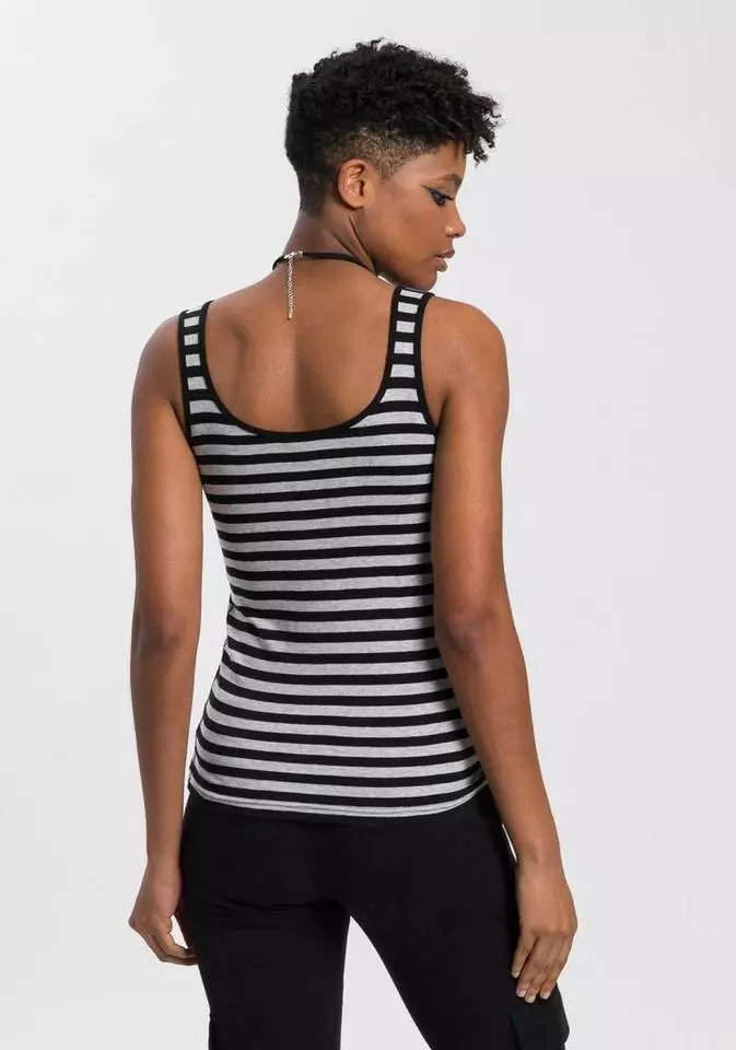 KangaROOS Tanktop mit großem Marken-Logo im Brustbereich Marine-weiß-gestreift, Himbeere-gestreift, Hellblau-weiß, Schwarz-hellgrau-meliert 2 KangaROOS Tanktop mit großem Marken-Logo im Brustbereich Marine-weiß-gestreift, Himbeere-gestreift, Hellblau-weiß, Schwarz-hellgrau-meliert – Bild 2