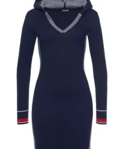 KangaROOS Strickkleid mit Kapuze und konstrastfarbenen Streifen-Elementen - NEUE KOLLEKTION Marine-weiß, Schwarz-weiß -KangaROOS Verkaufsladen a70e7d74 b27e 533b b592 2bdfffdf2356