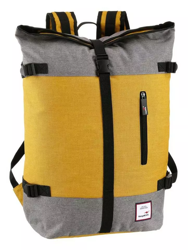 KangaROOS Cityrucksack, mit modischem Roll Top Gelb-grau, Schwarz 4 KangaROOS Cityrucksack, mit modischem Roll Top Gelb-grau, Schwarz – Bild 4