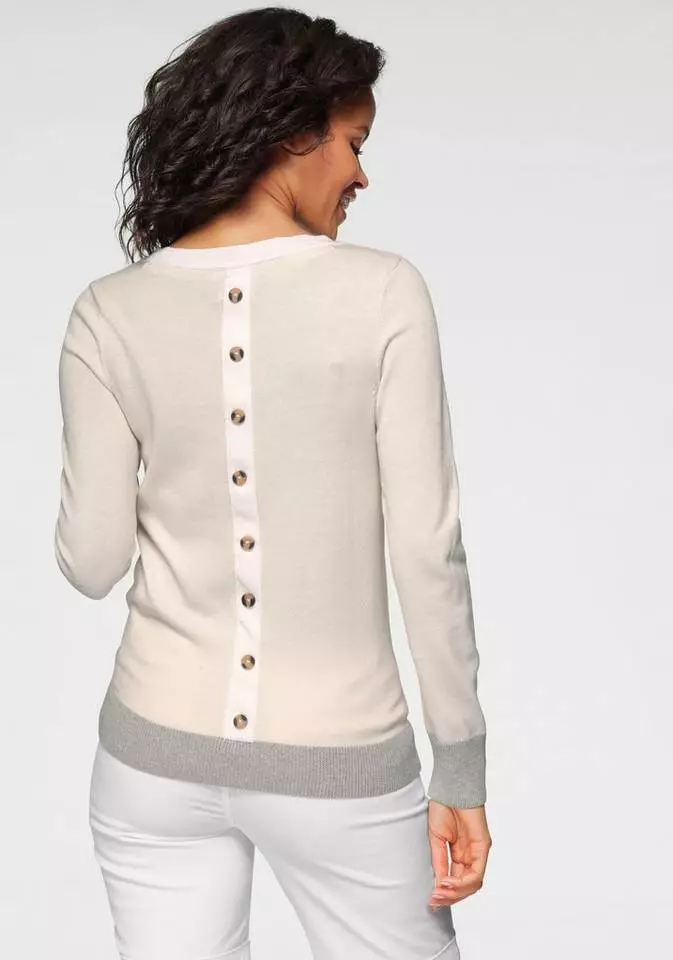 KangaROOS Rundhalspullover mit Knopfleiste hinten und Konstrast-Bündchen - NEUE KOLLEKTION Beige-hellgrau, Mint-weiß 3 KangaROOS Rundhalspullover mit Knopfleiste hinten und Konstrast-Bündchen - NEUE KOLLEKTION Beige-hellgrau, Mint-weiß – Bild 3