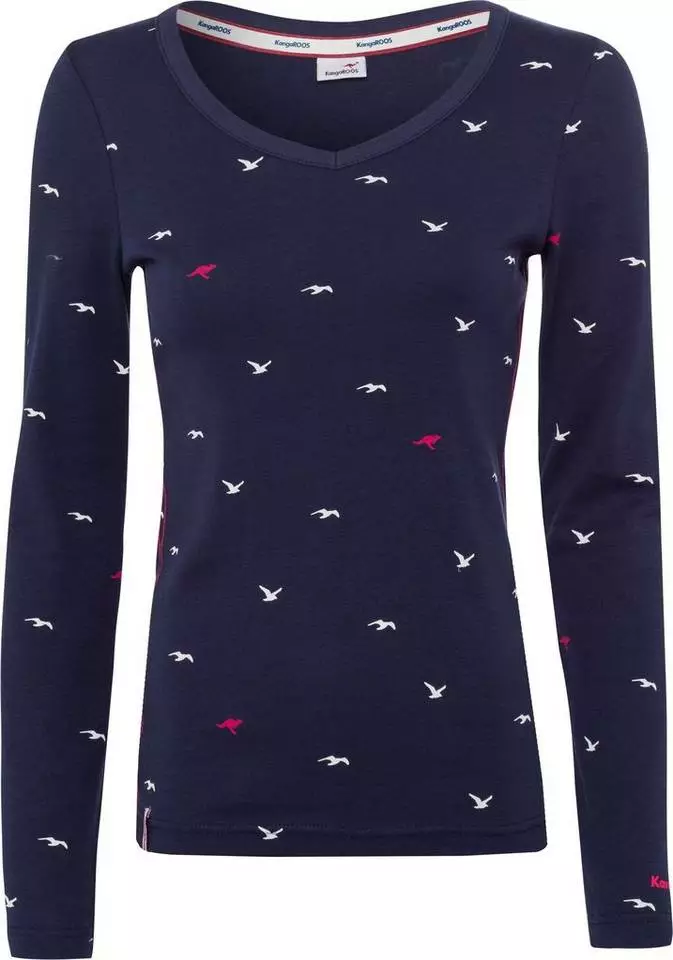 KangaROOS Langarmshirt mit hanseatischem Alloverdruck - NEUE KOLLEKTION Rosa-meliert, Marine 5 KangaROOS Langarmshirt mit hanseatischem Alloverdruck - NEUE KOLLEKTION Rosa-meliert, Marine – Bild 5