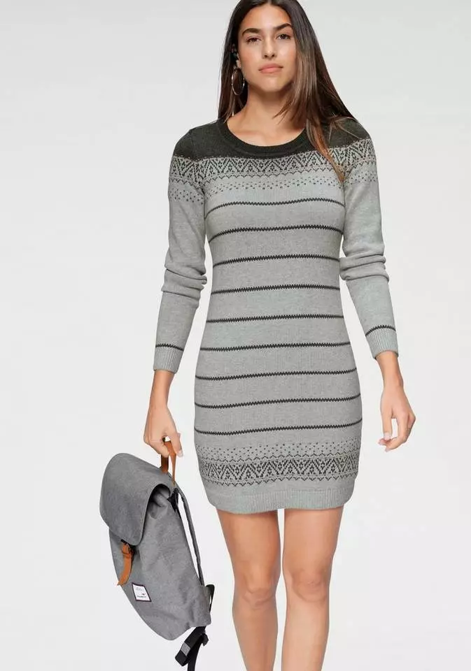 KangaROOS Strickkleid im Norweger-Look Bordeaux-weiß-anthrazit, Grau-rosa, Marine-grau-gelb, Schwarz-weiß-rot 1 KangaROOS Strickkleid im Norweger-Look Bordeaux-weiß-anthrazit, Grau-rosa, Marine-grau-gelb, Schwarz-weiß-rot