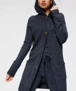 KangaROOS Kapuzenstrickjacke mit aufgesetzten Taschen und breiten Rippbündchen Marine-meliert, Rosa-meliert, Schwarz, Beige-meliert