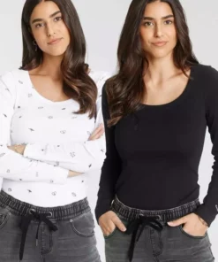 KangaROOS Langarmshirt (Packung, 2er-Pack) im Doppelpack 1x uni + 1x bedruckt - NEUE KOLLEKTION Wei&szlig;-schwarz, Marine-hellgrau-meliert -KangaROOS Verkaufsladen ae5dfd8b dc3b 5227 94e7 5c7ddddd6cd4