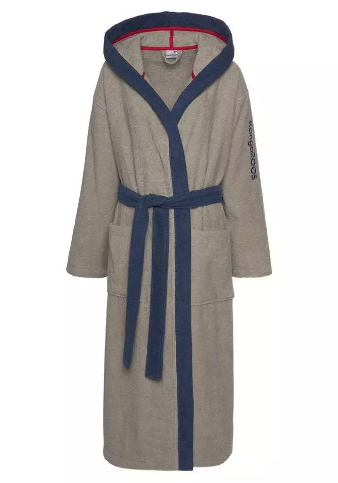 Unisex-Bademantel »Henry«, KangaROOS, mit Kaputze und Logostickerei Marine, Taupe 7 Unisex-Bademantel »Henry«, KangaROOS, mit Kaputze und Logostickerei Marine, Taupe – Bild 7