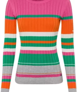 KangaROOS Rundhalspullover im sportivem Streifen-Design Bunt-lila, Weiß-marine-rot-gestreift, Wollweiß-rosa, Pink-orange-grün -KangaROOS Verkaufsladen b1117c56 61b3 524d 874c 1597344ba15b