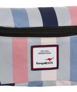KangaROOS Bauchtasche, mit praktischem Reißverschluss-Rückfach Blau-geblümt, Bunt-gestreift