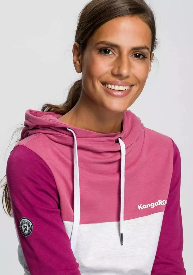 KangaROOS Kapuzensweatshirt mit modischer Kombination aus Color-Blocking und Streifen Beere-rose, Marine-nachtblau, Schwarz-weiß-hellgrau-meliert 3 KangaROOS Kapuzensweatshirt mit modischer Kombination aus Color-Blocking und Streifen Beere-rose, Marine-nachtblau, Schwarz-weiß-hellgrau-meliert – Bild 3
