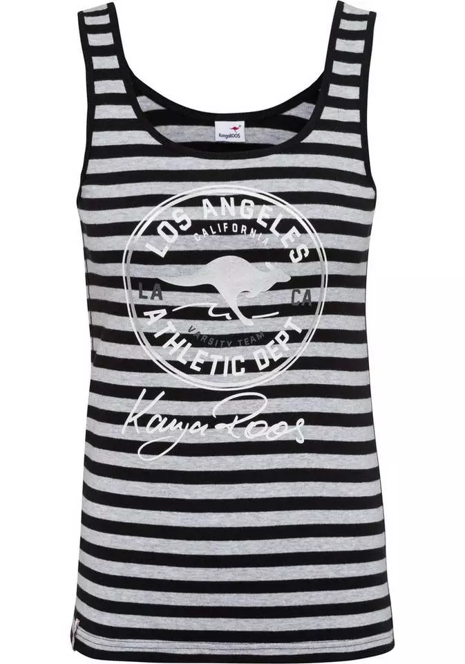 KangaROOS Tanktop mit großem Marken-Logo im Brustbereich Marine-weiß-gestreift, Himbeere-gestreift, Hellblau-weiß, Schwarz-hellgrau-meliert 5 KangaROOS Tanktop mit großem Marken-Logo im Brustbereich Marine-weiß-gestreift, Himbeere-gestreift, Hellblau-weiß, Schwarz-hellgrau-meliert – Bild 5