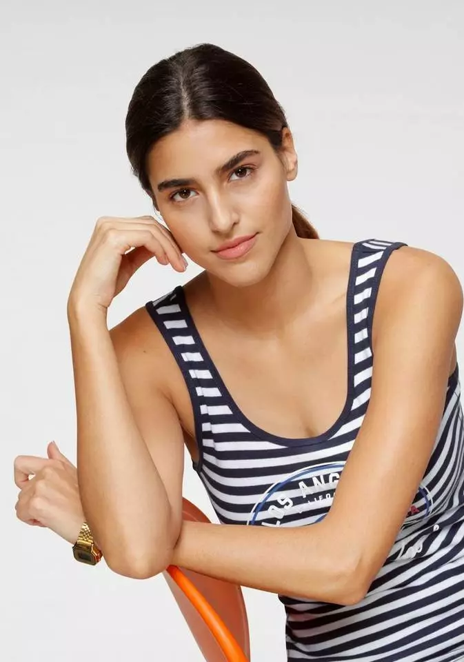 KangaROOS Tanktop mit großem Marken-Logo im Brustbereich Marine-weiß-gestreift, Himbeere-gestreift, Hellblau-weiß, Schwarz-hellgrau-meliert 10 KangaROOS Tanktop mit großem Marken-Logo im Brustbereich Marine-weiß-gestreift, Himbeere-gestreift, Hellblau-weiß, Schwarz-hellgrau-meliert – Bild 10