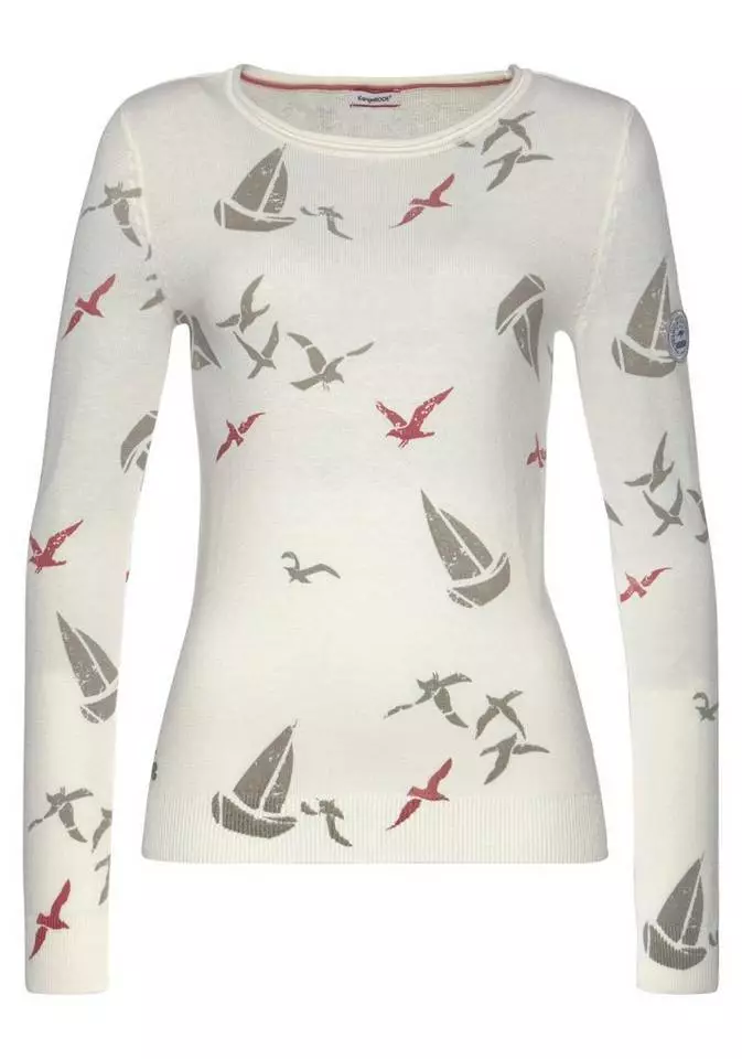 KangaROOS Strickpullover mit tollem maritimen Muster Dunkelblau-gemustert, Grau-gemustert 6 KangaROOS Strickpullover mit tollem maritimen Muster Dunkelblau-gemustert, Grau-gemustert – Bild 6