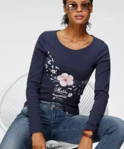 KangaROOS Longsleeve mit großem Druck im Metallic-Design Marine-meliert, Hellgrau-meliert, Wei&szlig;, Schwarz -KangaROOS Verkaufsladen b819403f acd8 5344 9caf 0e7f6c5f7a76