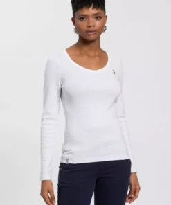 KangaROOS Longsleeve mit V-Neck und silberschimmernden Logodruck auf der Brust - NEUE KOLLEKTION Mint, Weiß, Schwarz