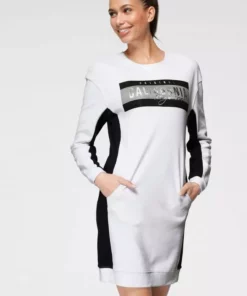 KangaROOS Sweatkleid mit großem Logodruck und kontrastfarbenen Einsätzen - NEUE KOLLEKTION Weiß, Schwarz