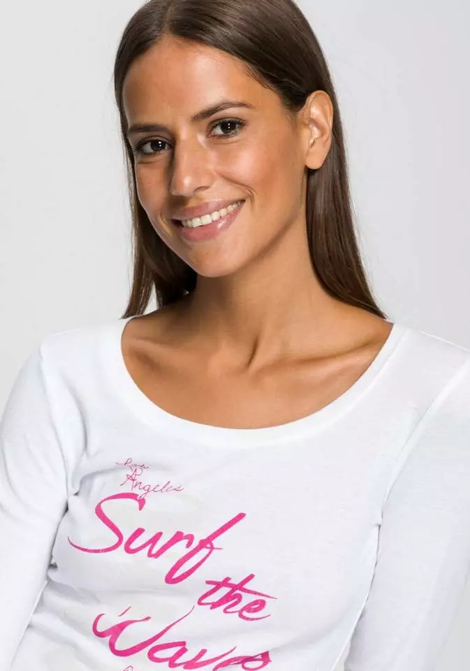 KangaROOS 3/4-Arm-Shirt mit auffälligen Schriftzügen Hellgrau-meliert, Marine, Weiß, Pink 3 KangaROOS 3/4-Arm-Shirt mit auffälligen Schriftzügen Hellgrau-meliert, Marine, Weiß, Pink – Bild 3