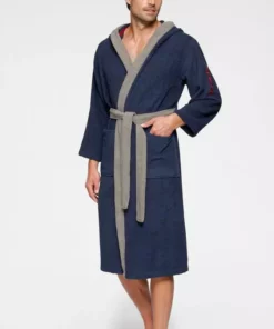 Unisex-Bademantel »Henry«, KangaROOS, mit Kaputze und Logostickerei Marine, Taupe